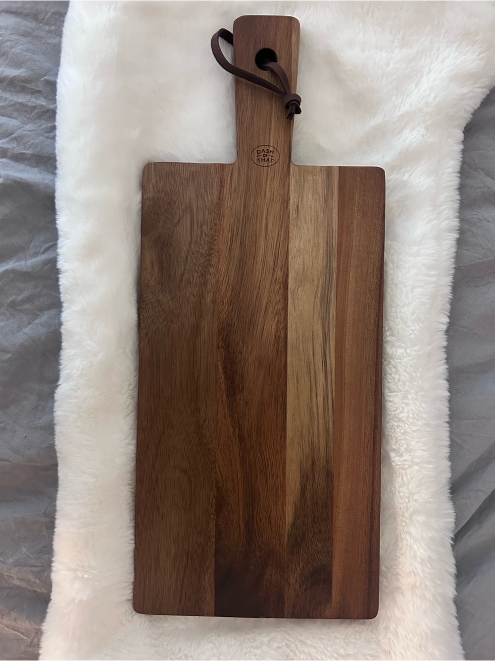 Acacia Wood Paddle Serving Board with Handle - Brown